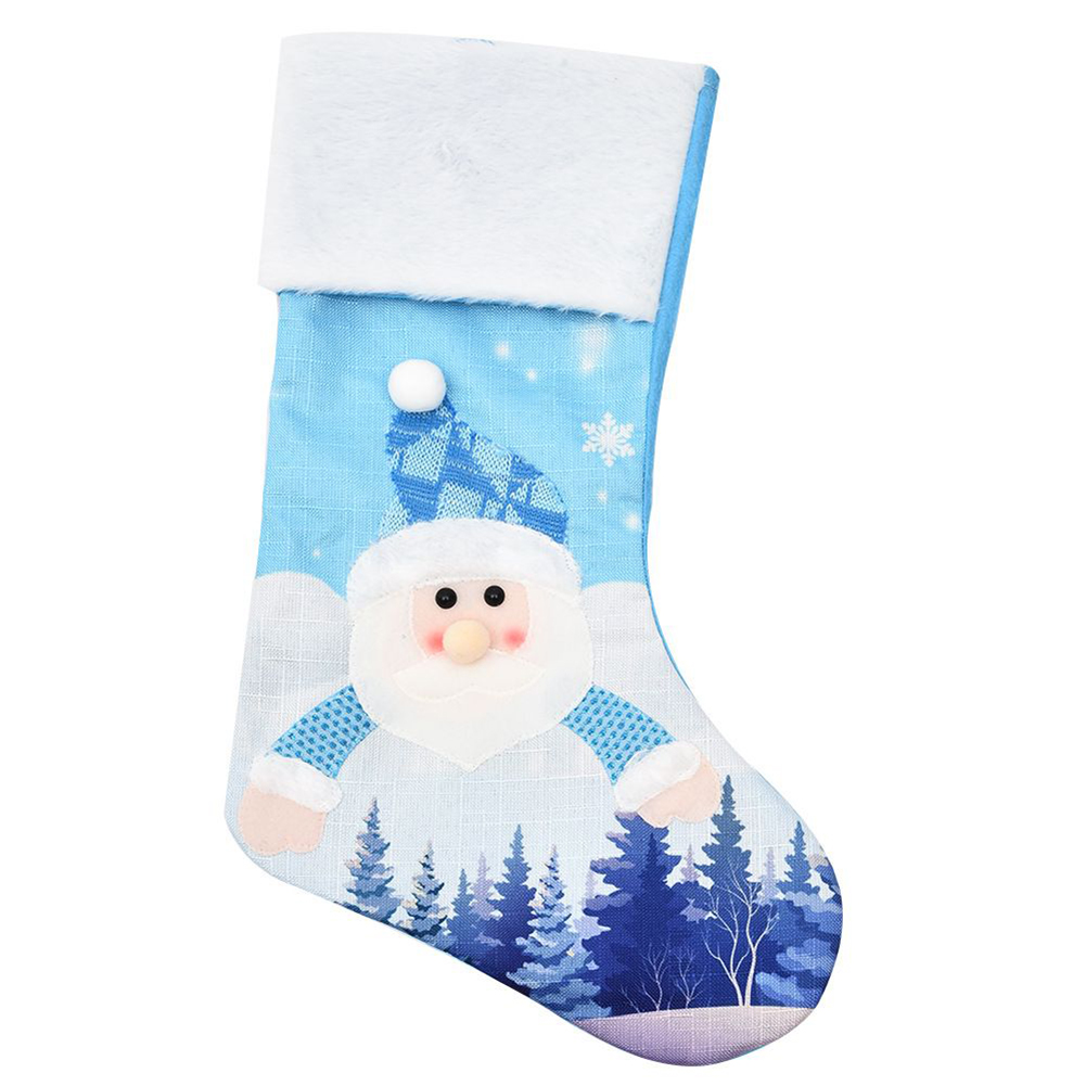 Christmas Stocking Hanging - Большой синий вязаный рождественский чулок 47x30