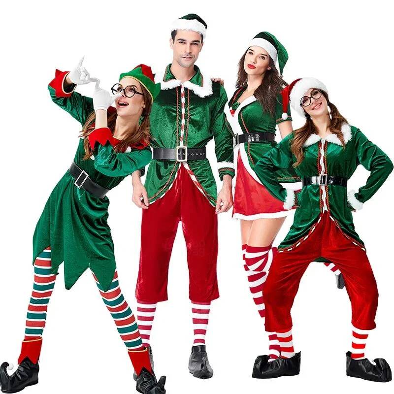 Elf Costume Christmas - Костюм Санта-Клауса для косплея, зеленый рождественский