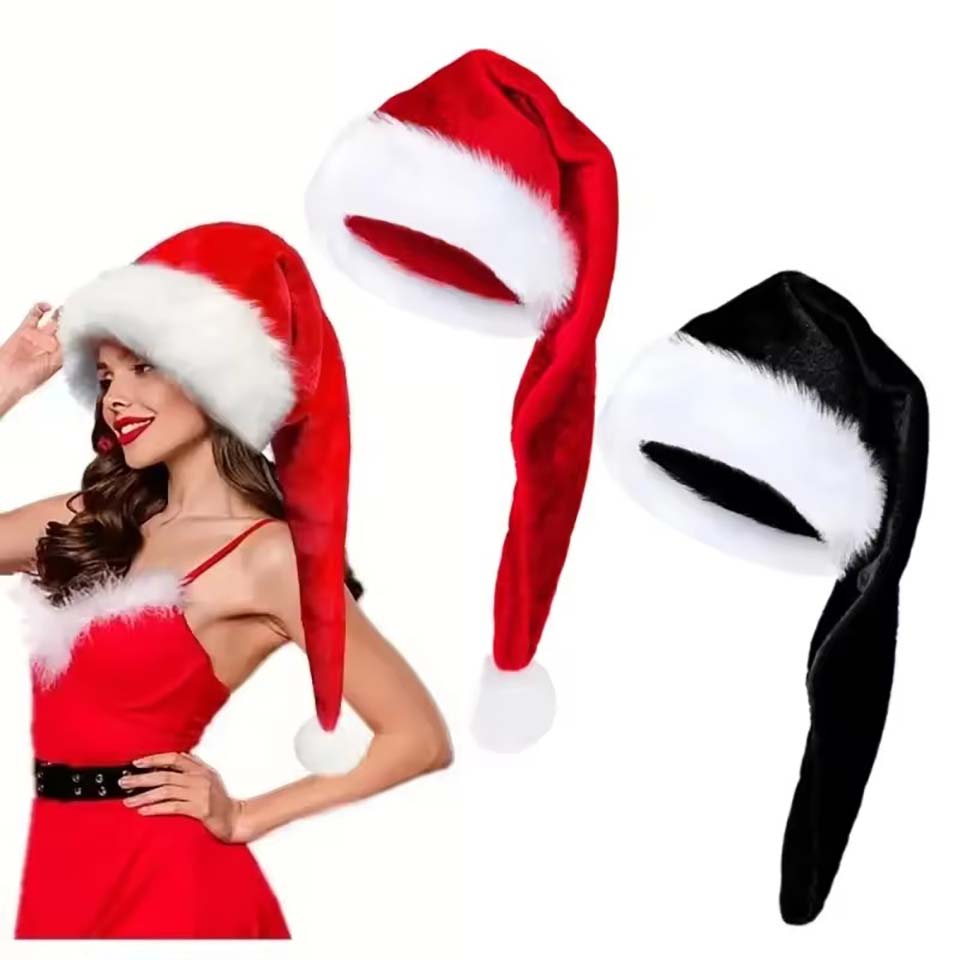 Santa Hat Plush - Длинная плюшевая рождественская шапка из бархата,