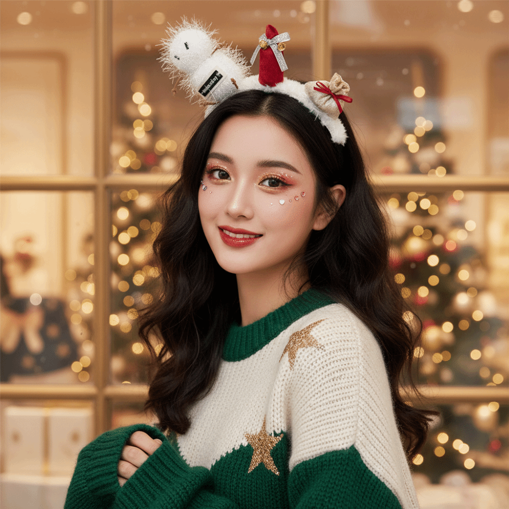 Reindeer Antlers Headband - Плюшевая текстура, рождественская повязка на голову,