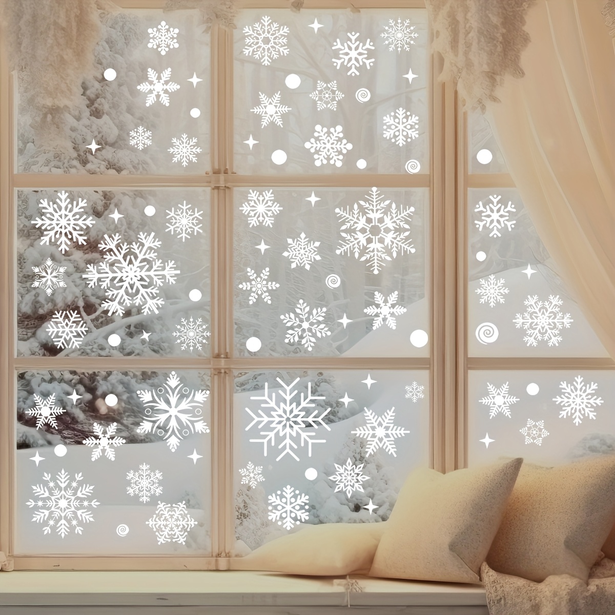 Snowflake Window Decal - 4 листа рождественских наклеек на окна