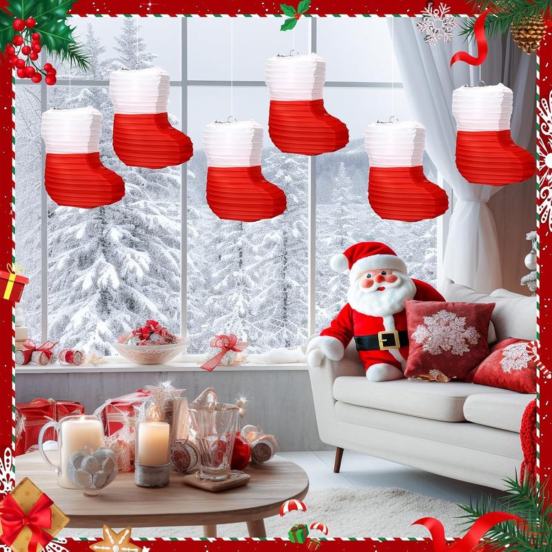 Christmas Stocking Hanging - 1 шт. Рождественские бумажные фонарики, бумажные