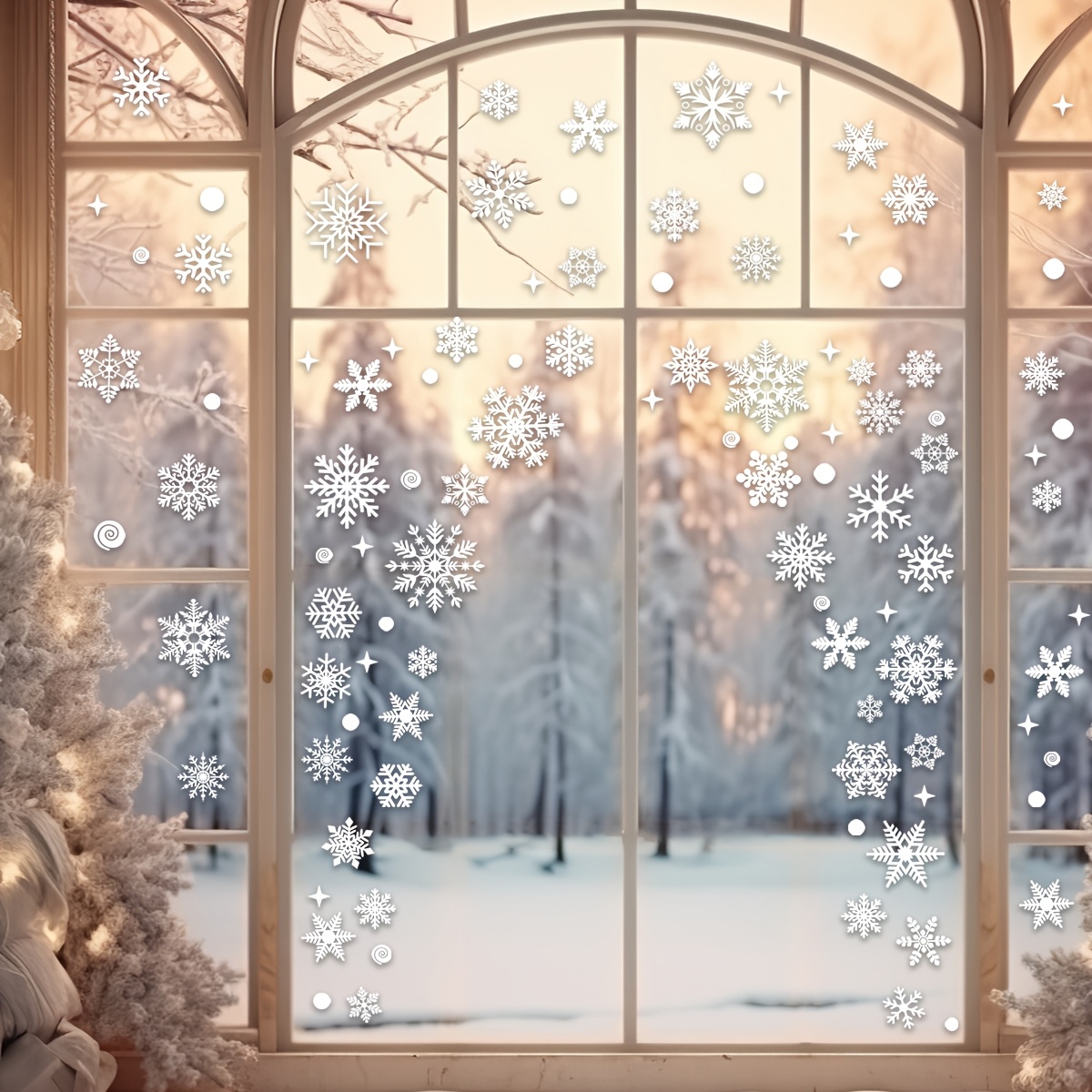 4 листа рождественских наклеек – обзор и цена Snowflake Window Decal